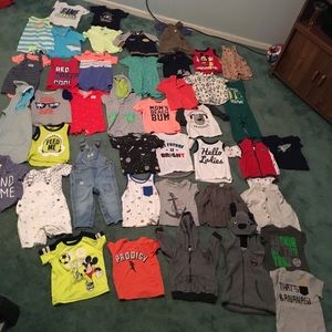 12 Month Shirt, Romper and Overall Lot